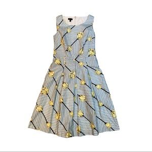 TALBOTS | Rose Print Floral & Stripes Dress